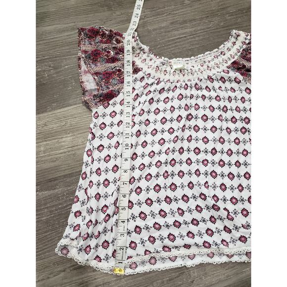 Self E Crochet Trim Knit Cold Shoulder or Short Sleeve Shirt Blouse | Size Large - Picture 10 of 11